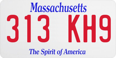 MA license plate 313KH9