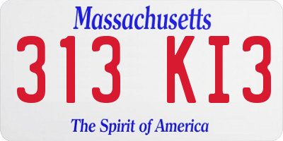 MA license plate 313KI3