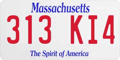 MA license plate 313KI4