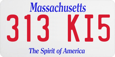 MA license plate 313KI5