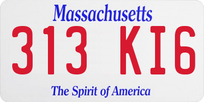 MA license plate 313KI6