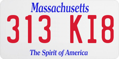 MA license plate 313KI8