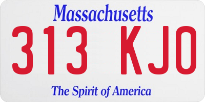MA license plate 313KJ0