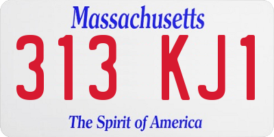 MA license plate 313KJ1