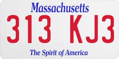 MA license plate 313KJ3