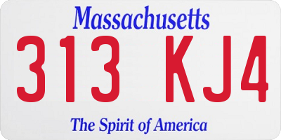 MA license plate 313KJ4