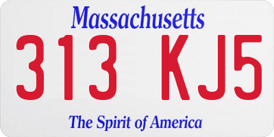 MA license plate 313KJ5