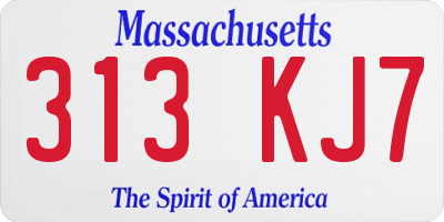 MA license plate 313KJ7