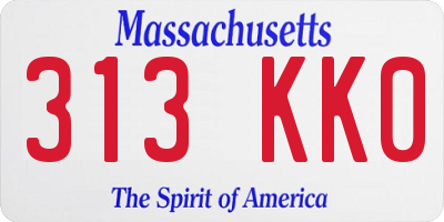 MA license plate 313KK0