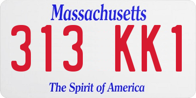 MA license plate 313KK1