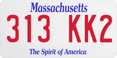 MA license plate 313KK2
