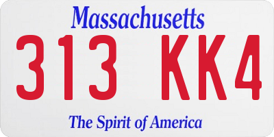 MA license plate 313KK4