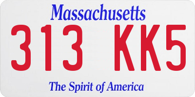 MA license plate 313KK5
