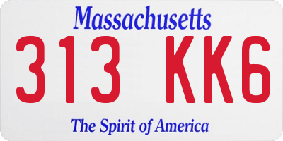 MA license plate 313KK6