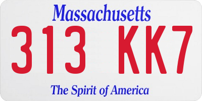 MA license plate 313KK7