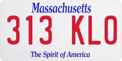 MA license plate 313KL0