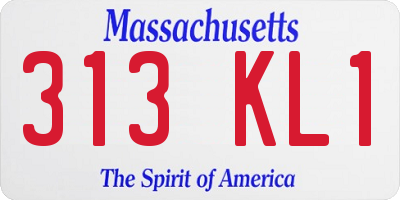 MA license plate 313KL1