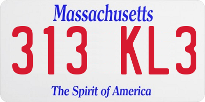 MA license plate 313KL3
