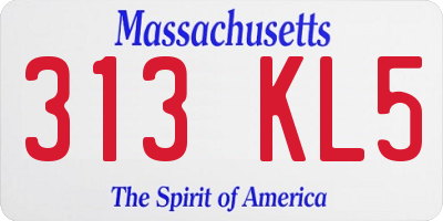 MA license plate 313KL5