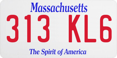 MA license plate 313KL6