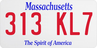 MA license plate 313KL7
