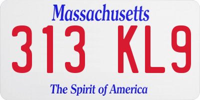 MA license plate 313KL9