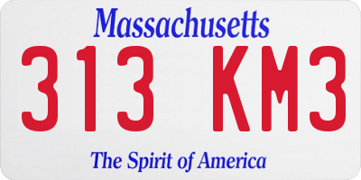 MA license plate 313KM3