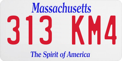MA license plate 313KM4
