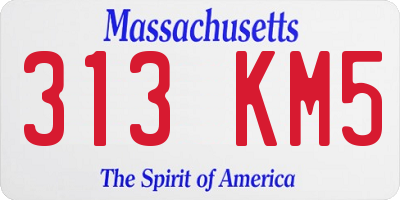 MA license plate 313KM5