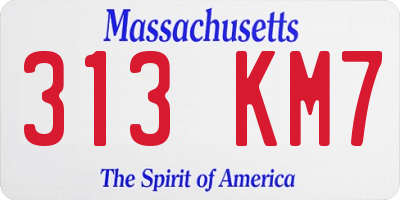 MA license plate 313KM7