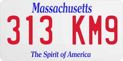MA license plate 313KM9