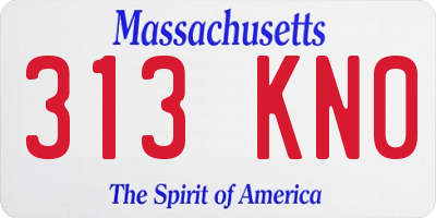 MA license plate 313KN0