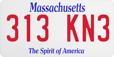 MA license plate 313KN3