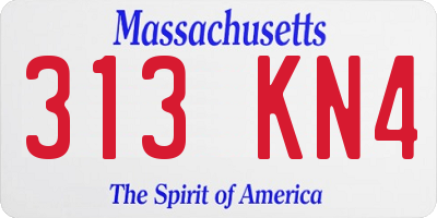 MA license plate 313KN4