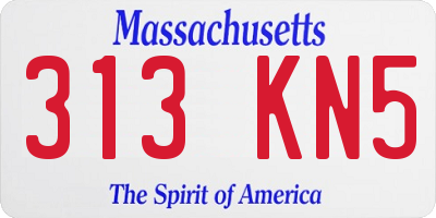 MA license plate 313KN5