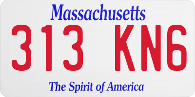 MA license plate 313KN6