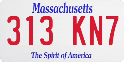 MA license plate 313KN7
