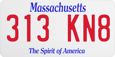 MA license plate 313KN8