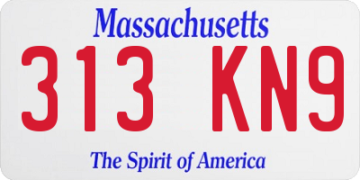 MA license plate 313KN9