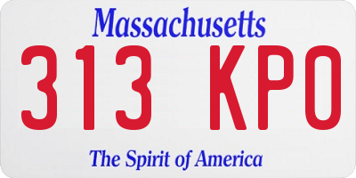 MA license plate 313KP0