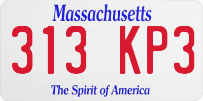 MA license plate 313KP3