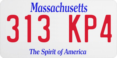 MA license plate 313KP4