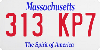 MA license plate 313KP7
