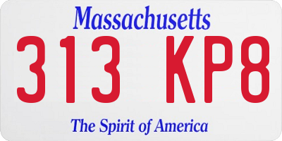 MA license plate 313KP8