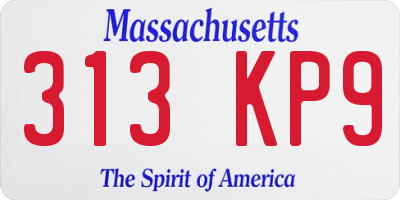 MA license plate 313KP9