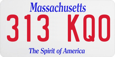 MA license plate 313KQ0