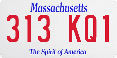 MA license plate 313KQ1