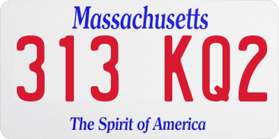MA license plate 313KQ2