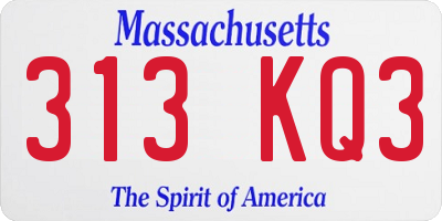 MA license plate 313KQ3