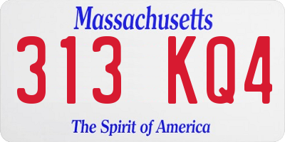 MA license plate 313KQ4